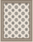 Neutral Cream Scroll Medallion Border Rug