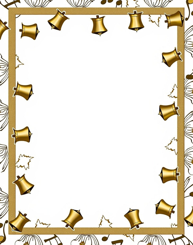 Golden Bells Festive Holiday Border Rug
