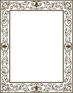Ornate Brown Antique Scroll Border Rug