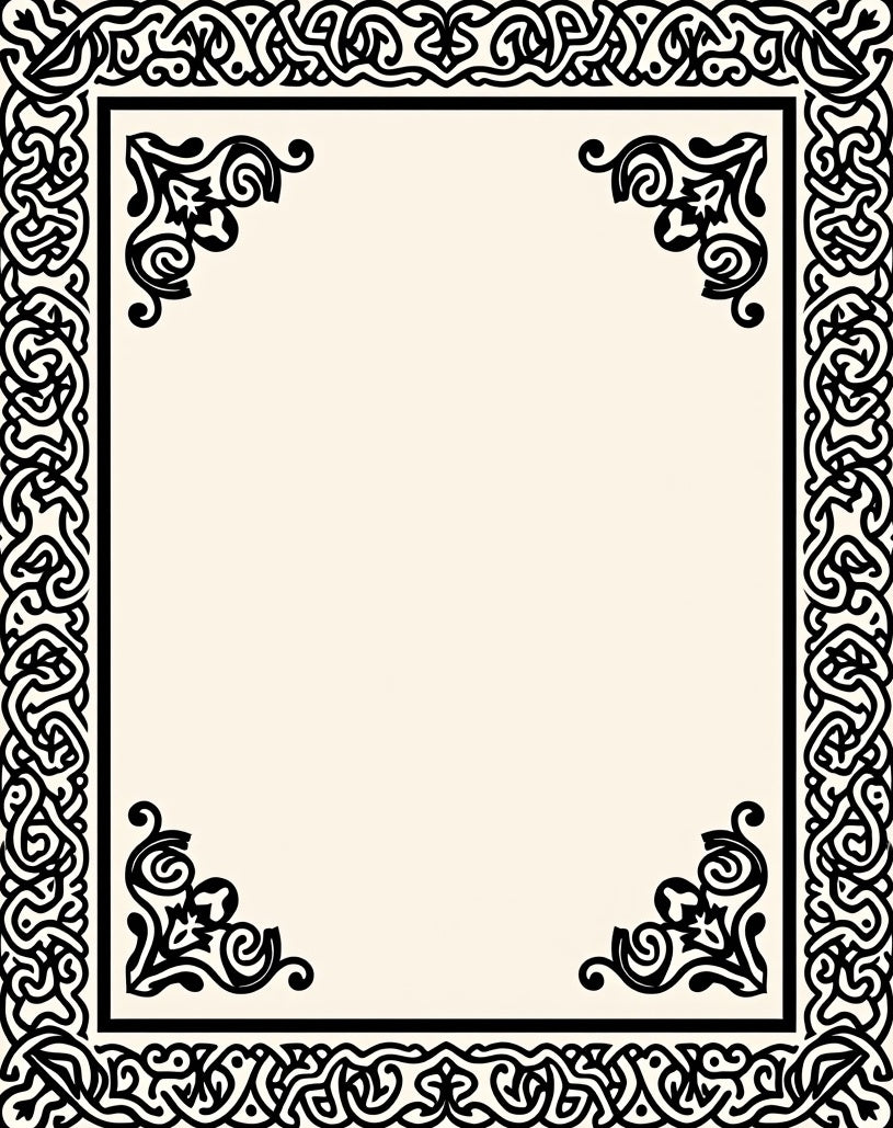 Black Celtic Knot Border Cream Rug
