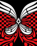 Bold Red Black Winged Checker Rug