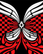 Bold Red Black Winged Checker Rug