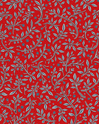 Red Blue Branch Berry Whimsical Rug