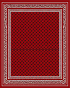 Rich Crimson Lattice Border Rug