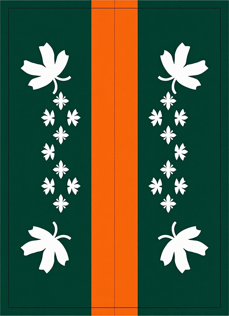 Forest Green Orange Leaf Cascade Rug