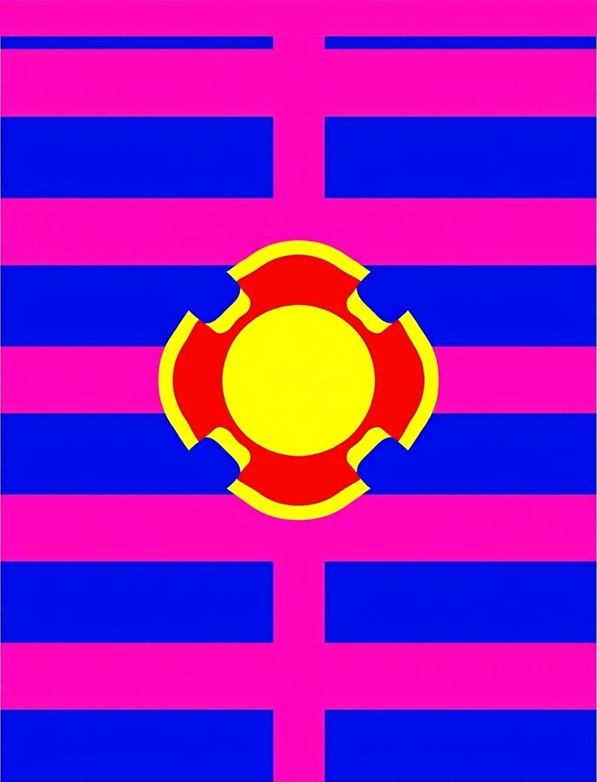 Bold Pink Blue Graphic Sun Rug