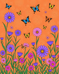 Whimsical Orange Butterfly Garden Rug