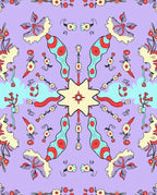 Whimsical Lavender Floral Abstract Rug