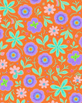 Retro Orange Floral Botanical Garden Rug