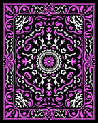 Ornate Violet Floral Central Medallion Rug