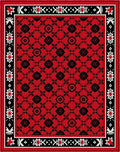 Bold Red Black Floral Medallion Rug