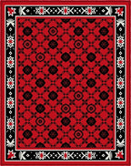 Bold Red Black Floral Medallion Rug