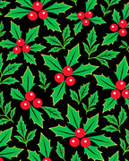 Festive Green Holly Berry Holiday Rug