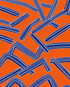 Striped Orange Blue Intersecting Lines Rug