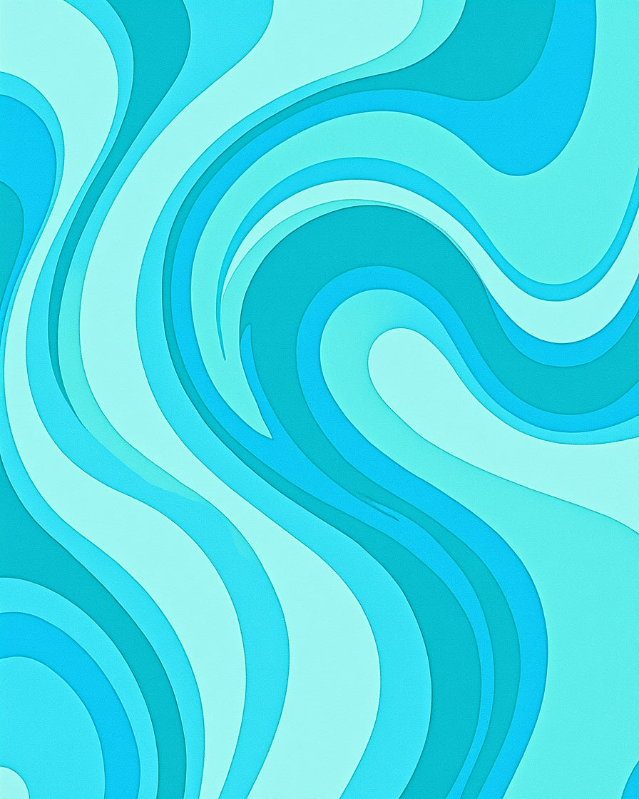 Aqua Teal Swirl Layered Waves Rug