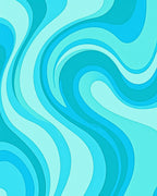 Aqua Teal Swirl Layered Waves Rug