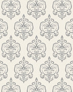 Vintage Gray Damask Scroll Rug