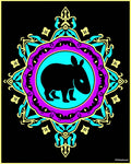 Vibrant Teal Purple Tapir Mandala Rug