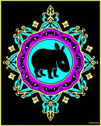 Vibrant Teal Purple Tapir Mandala Rug
