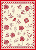 Crimson Floral Botanical Border Rug