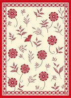 Crimson Floral Botanical Border Rug