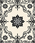 Black Floral Medallion Cream Rug