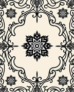Black Floral Medallion Cream Rug