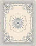 Antique Navy Sunburst Scroll Border Rug