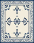 Ornate Blue Cream Classic Medallion Rug
