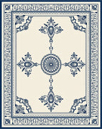 Ornate Blue Cream Classic Medallion Rug