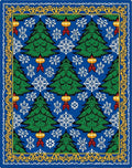 Green Tree Snowflake Lantern Border Rug
