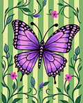 Enchanting Purple Butterfly Botanical Rug
