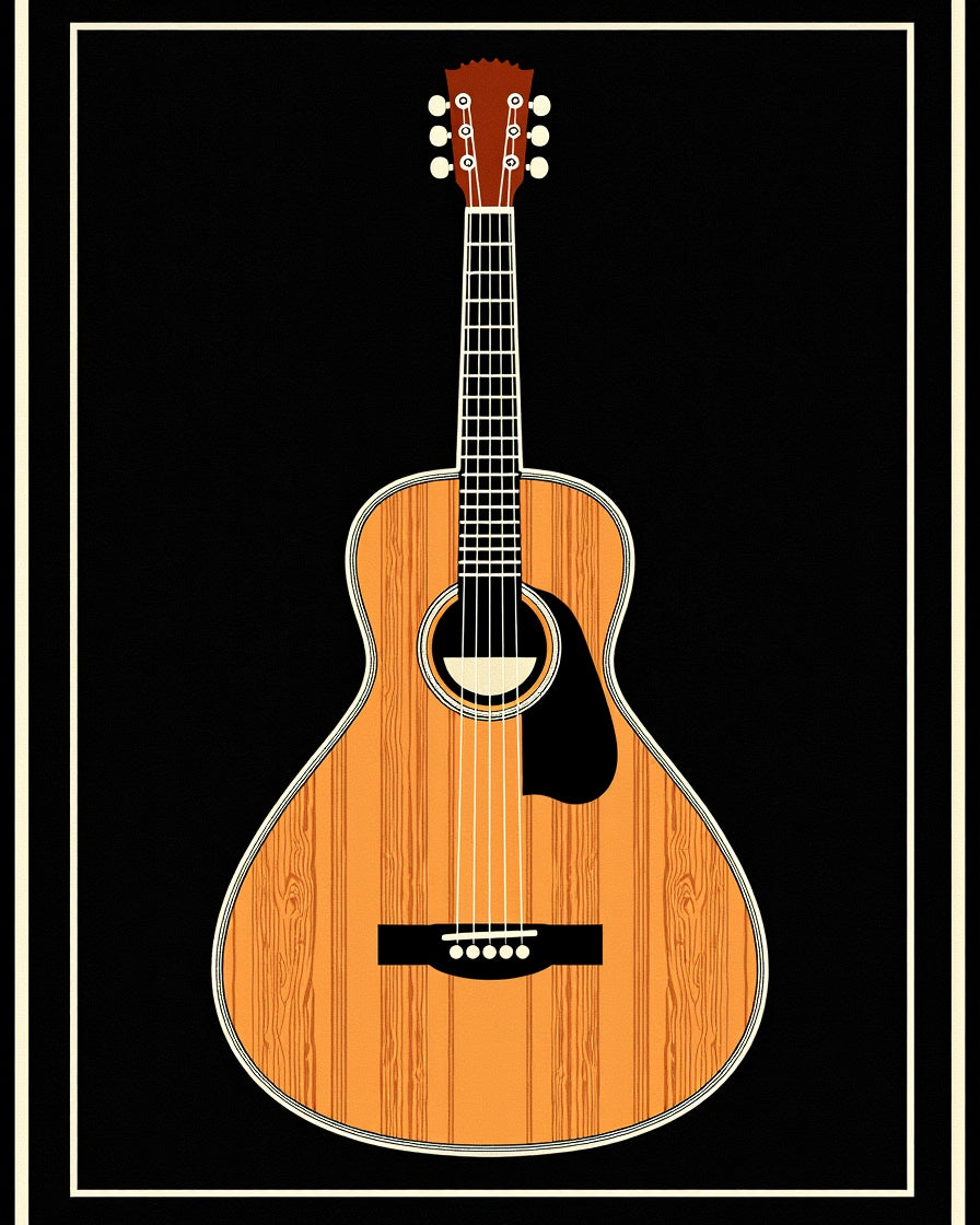 Vintage Acoustic Guitar Wood Grain Rug