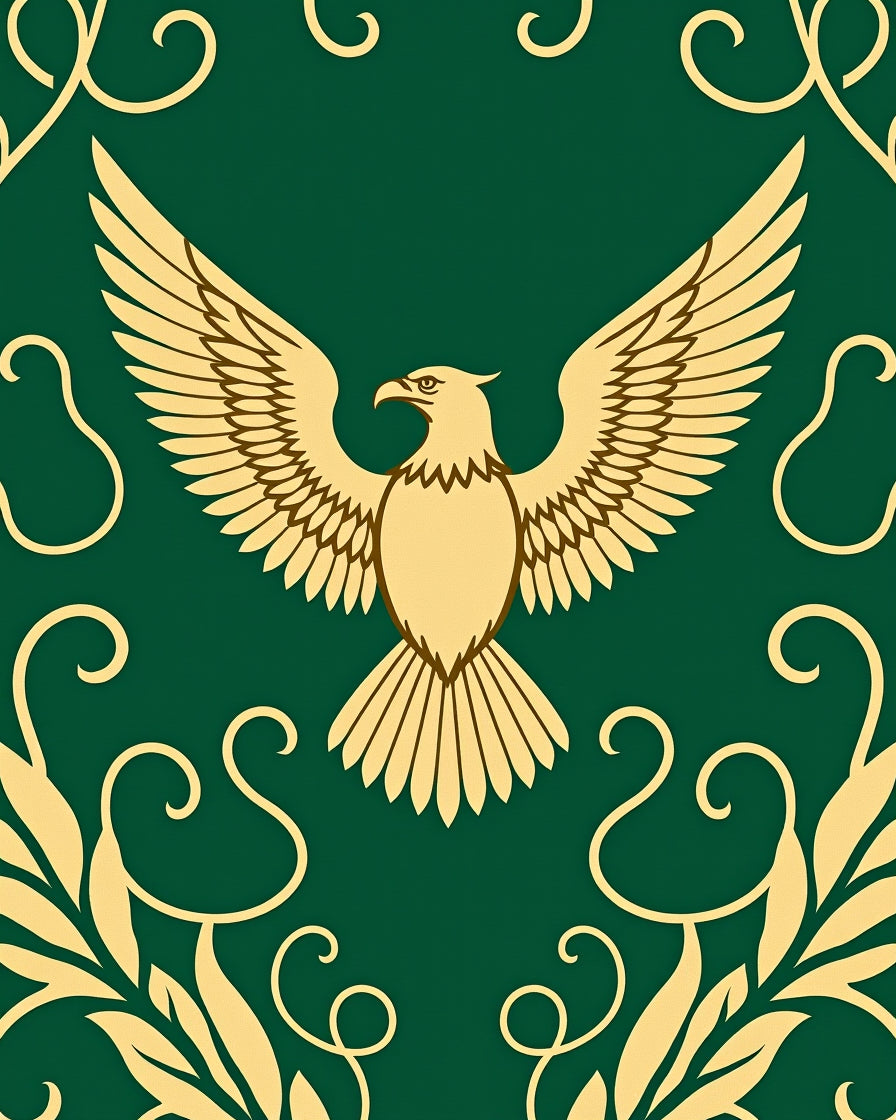Golden Eagle Forest Scroll Rug