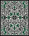 Ornate Emerald Black Floral Scroll Rug