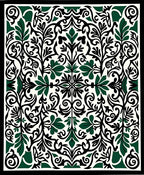 Ornate Emerald Black Floral Scroll Rug