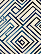 Deep Blue Geometric Maze Lines Rug