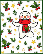 Merry Snowman Holly Star Scene Rug