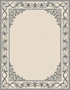 Elegant Monochrome Floral Scroll Border Rug