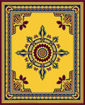 Vibrant Yellow Plum Geometric Medallion Rug