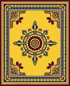 Vibrant Yellow Plum Geometric Medallion Rug