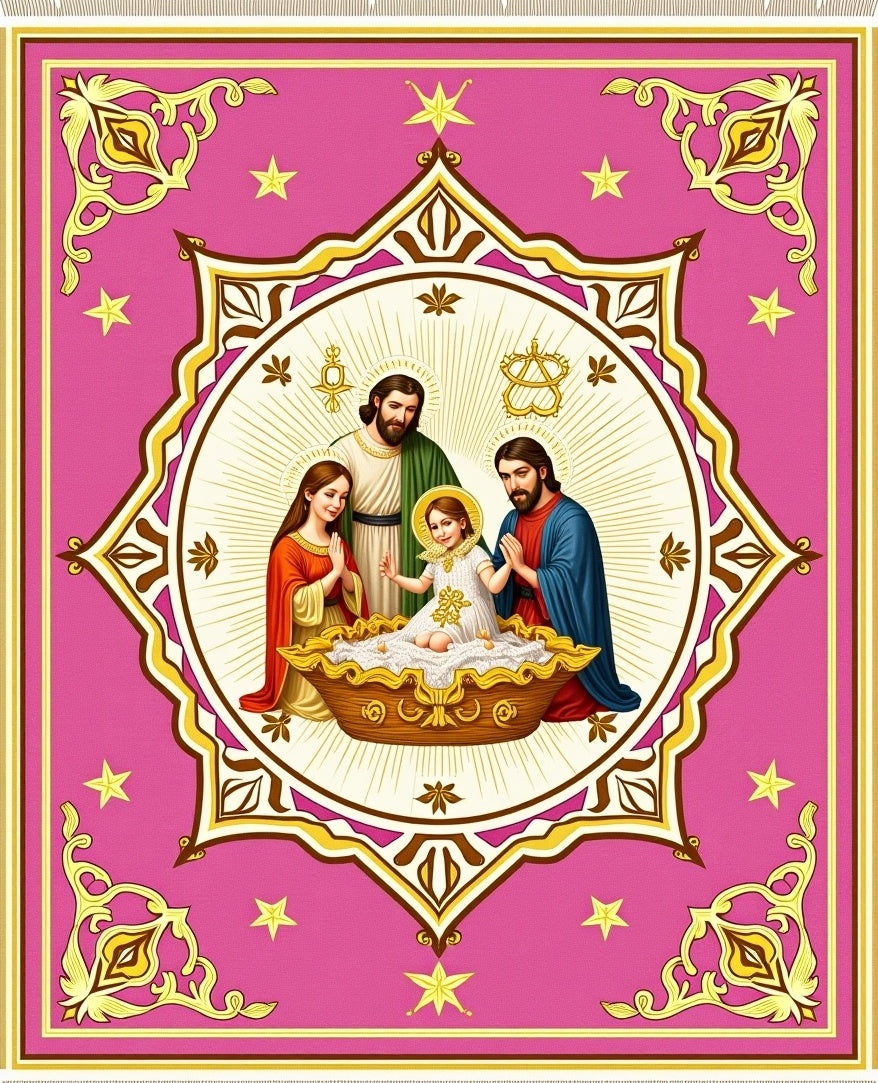Sacred Family Pink Geometric Starburst Rug