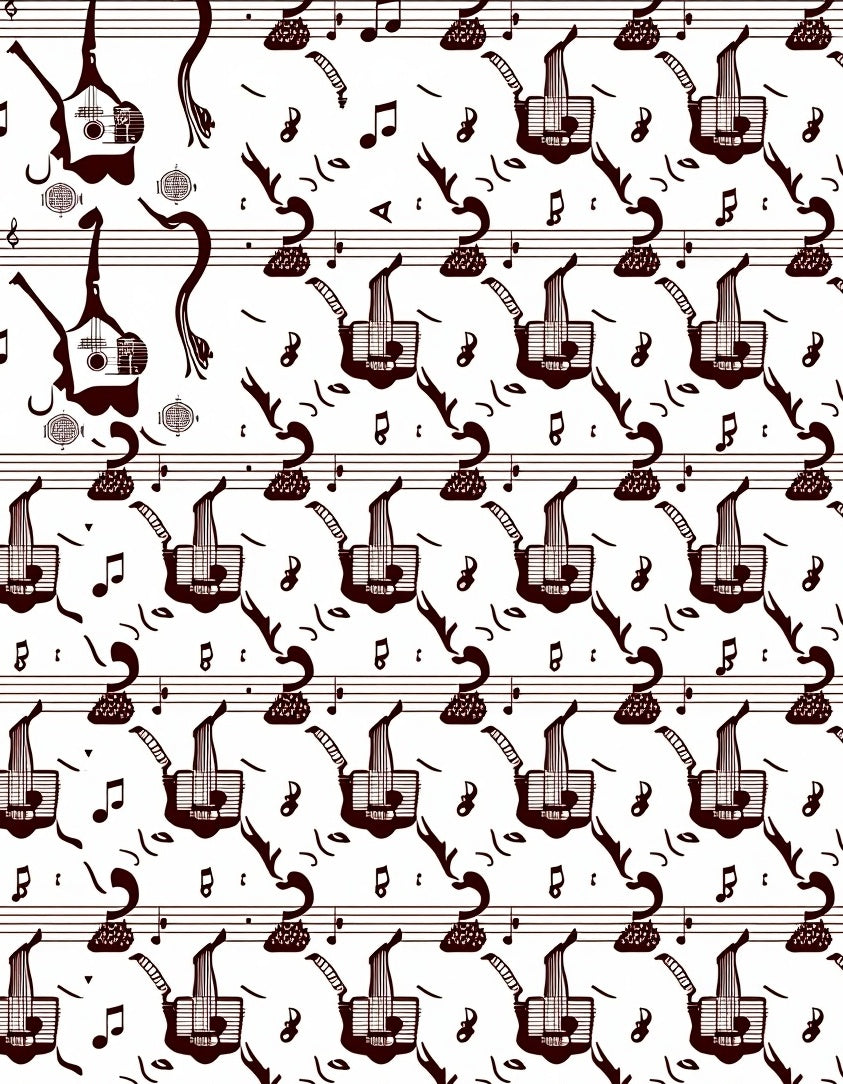 Vintage Musical Notes Guitar Silhouette Rug