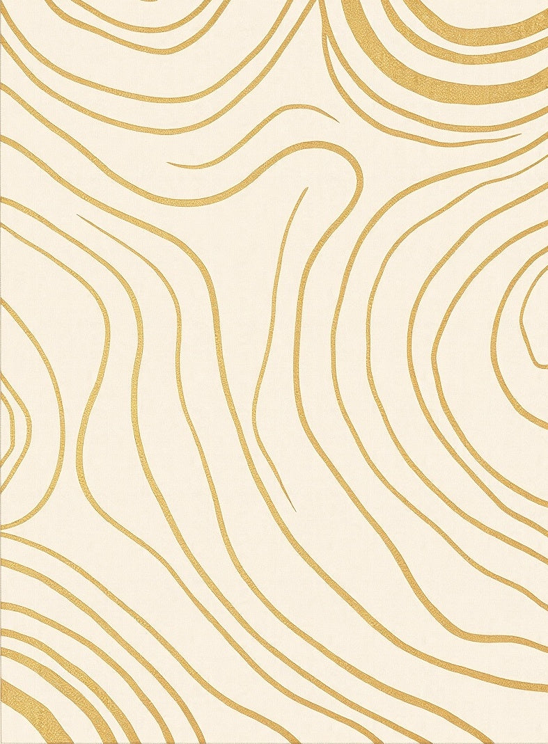 Cream Gold Wavy Lines Rug