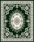 Deep Green Floral Oval Medallion Rug