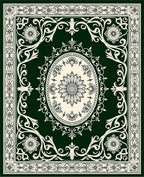 Deep Green Floral Oval Medallion Rug