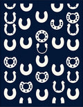 Cream Horseshoe Folk Art Navy Rug