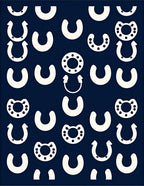 Cream Horseshoe Folk Art Navy Rug