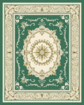 Ornate Emerald Medallion Scroll Rug