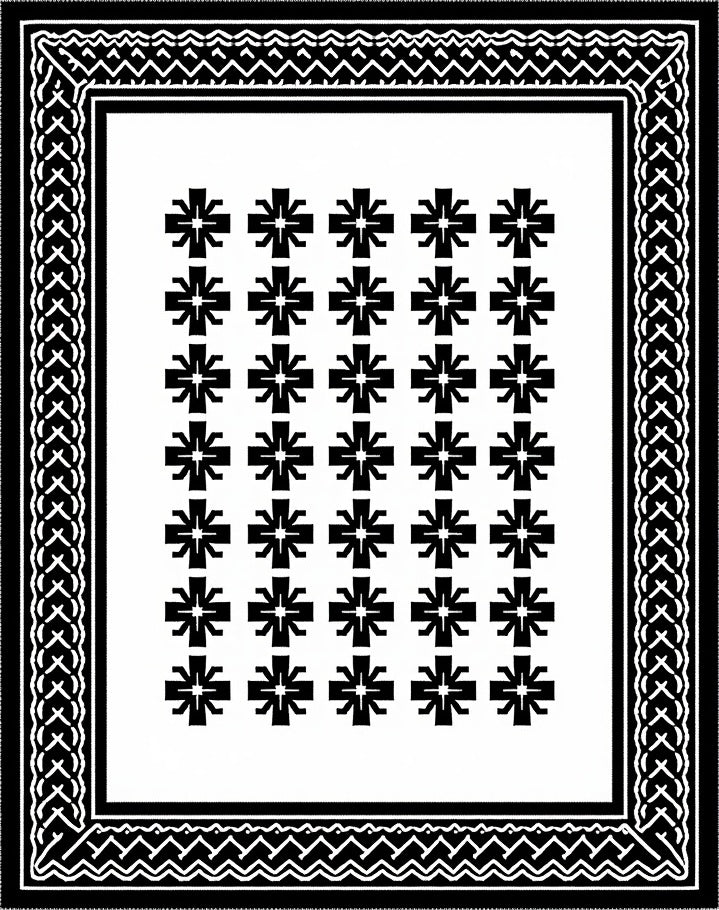 Monochrome Wide Border Starburst Rug